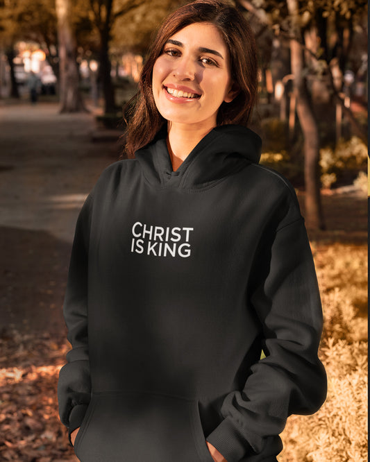 Christ is King – Minimalist Fleece-Lined Black Hoodie