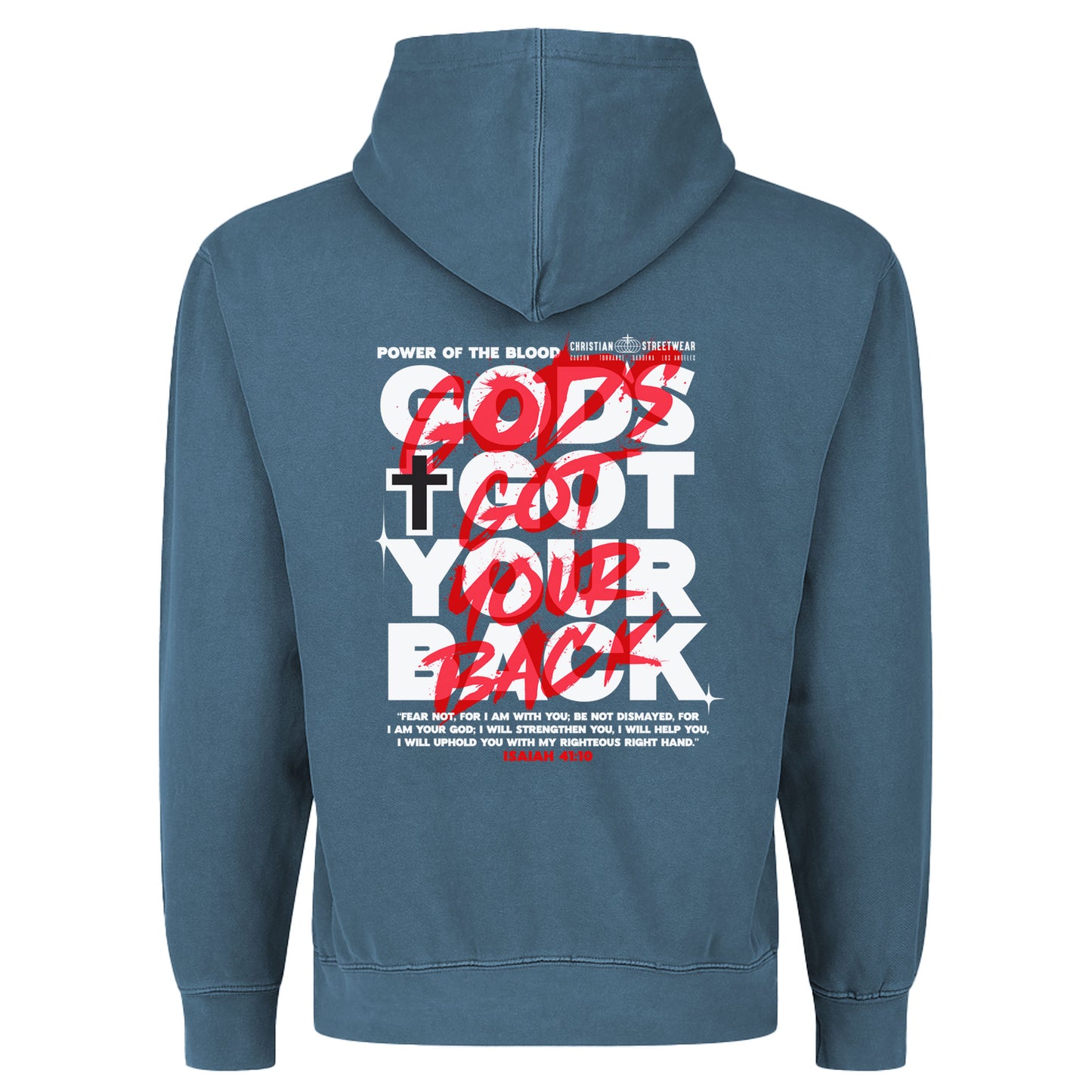 God’s Got Your Back Hoodie – Christian 12oz Heavyweight Hoodie in Dusty Blue | Faith-Based Comfort & Style