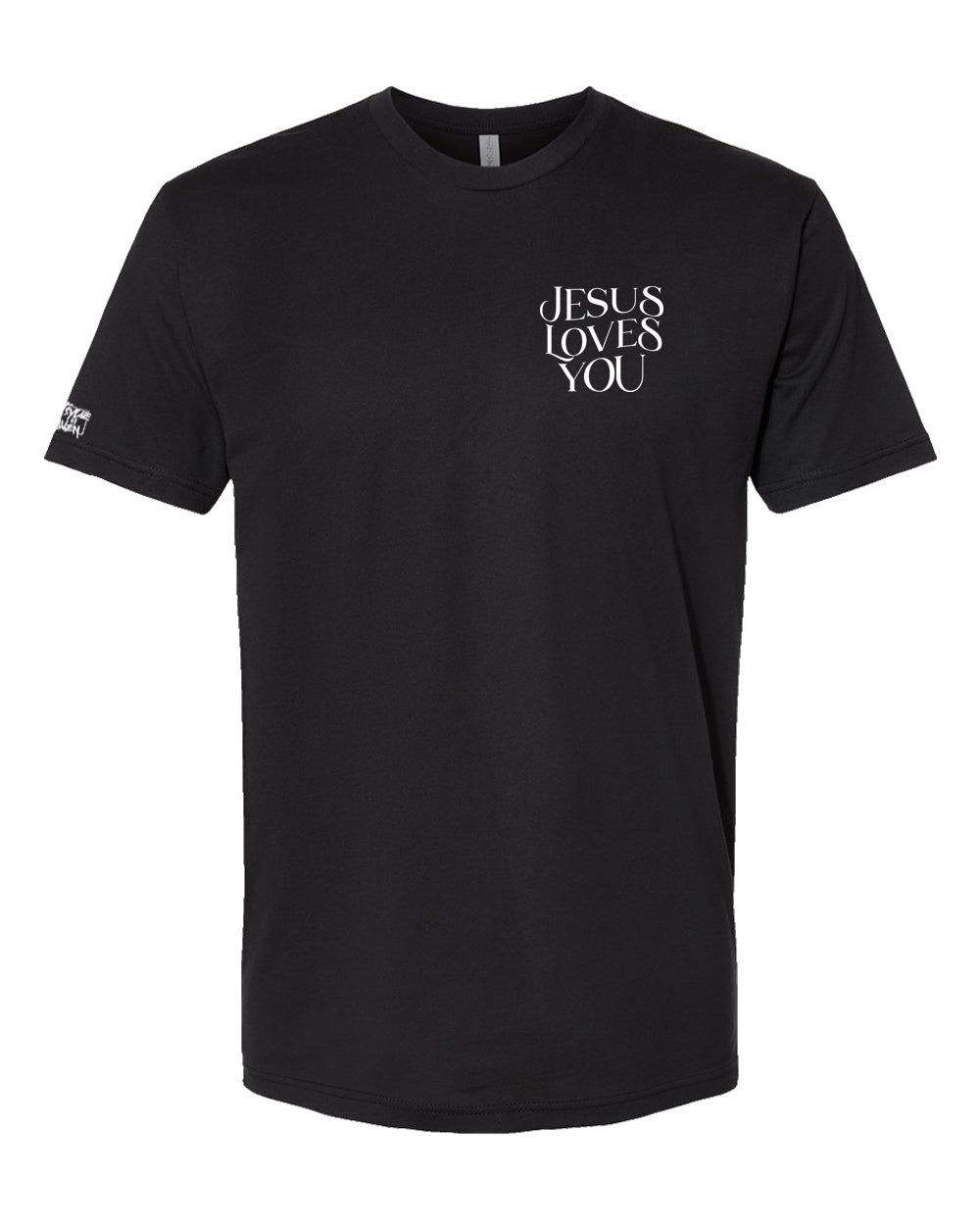Jesus Loves You Christian T-Shirt – Bold Back Print, Minimal Front Design (Unisex, Black)