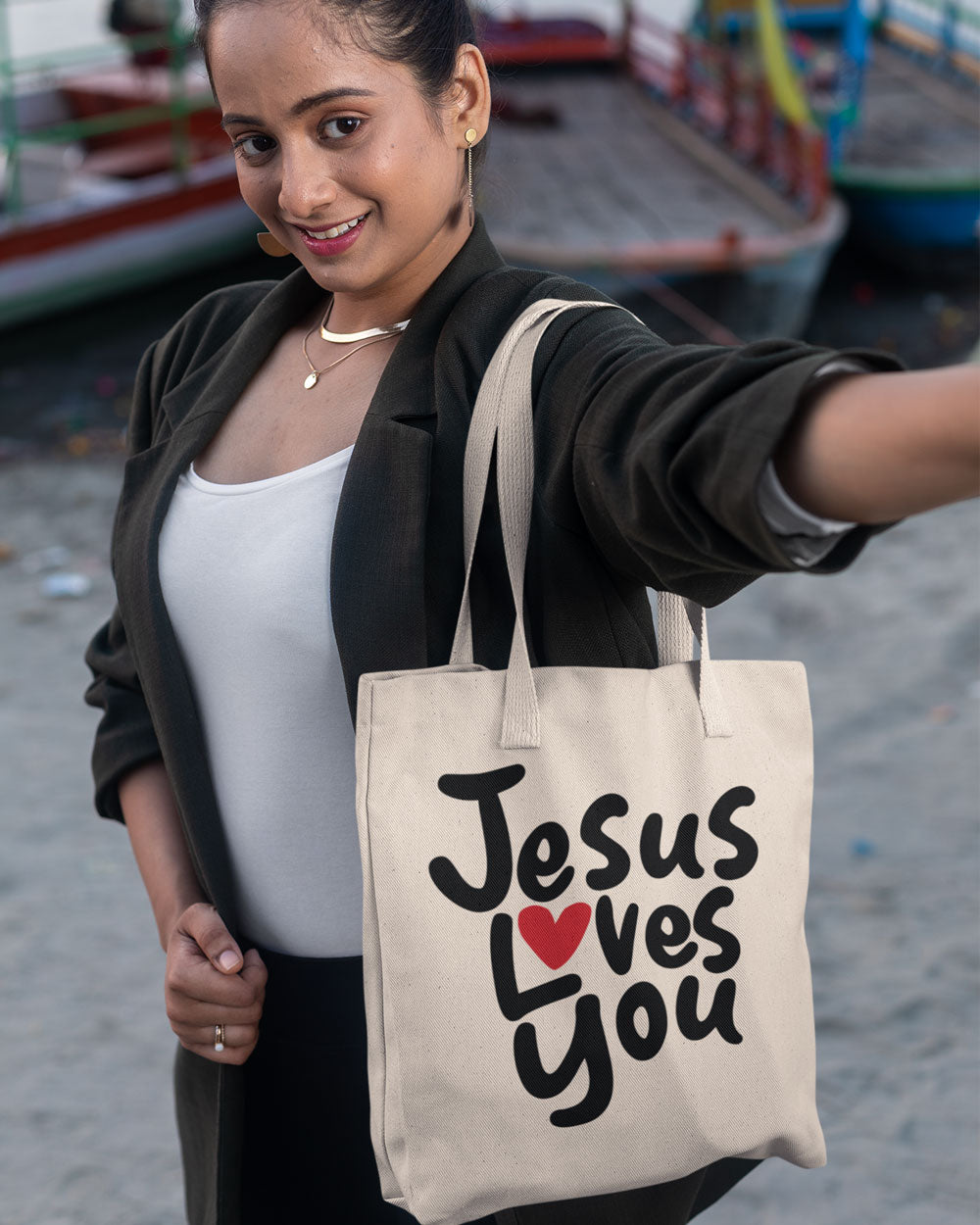 Jesus Loves You Heavy Canvas Tote Bag