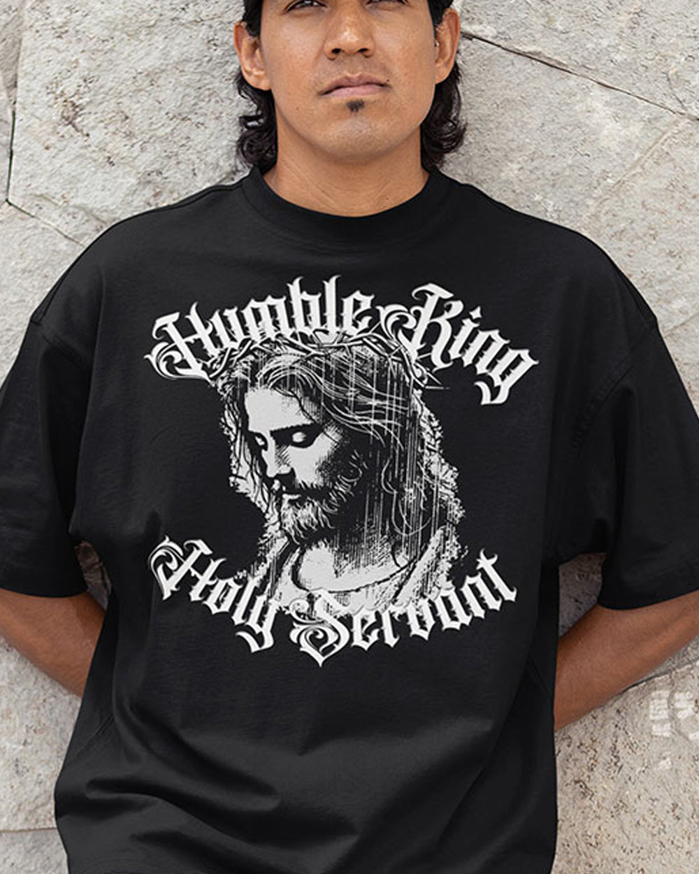 Humble King, Holy Servant – Oversized Christian Graphic Tee
