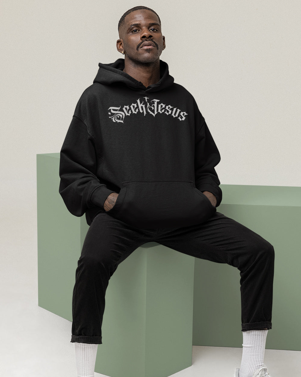 SEEK JESUS Hoodie – Christian Streetwear Black Graffiti Faith Hoodie | Westsyde of Heaven