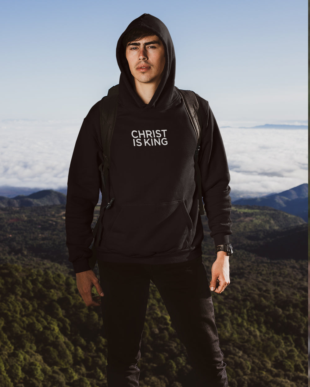 Christ is King – Minimalist Fleece-Lined Black Hoodie